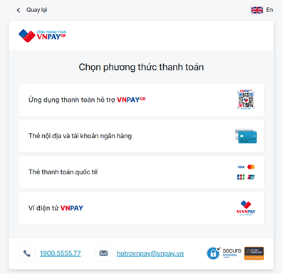 Chọn phương thức thanh toán